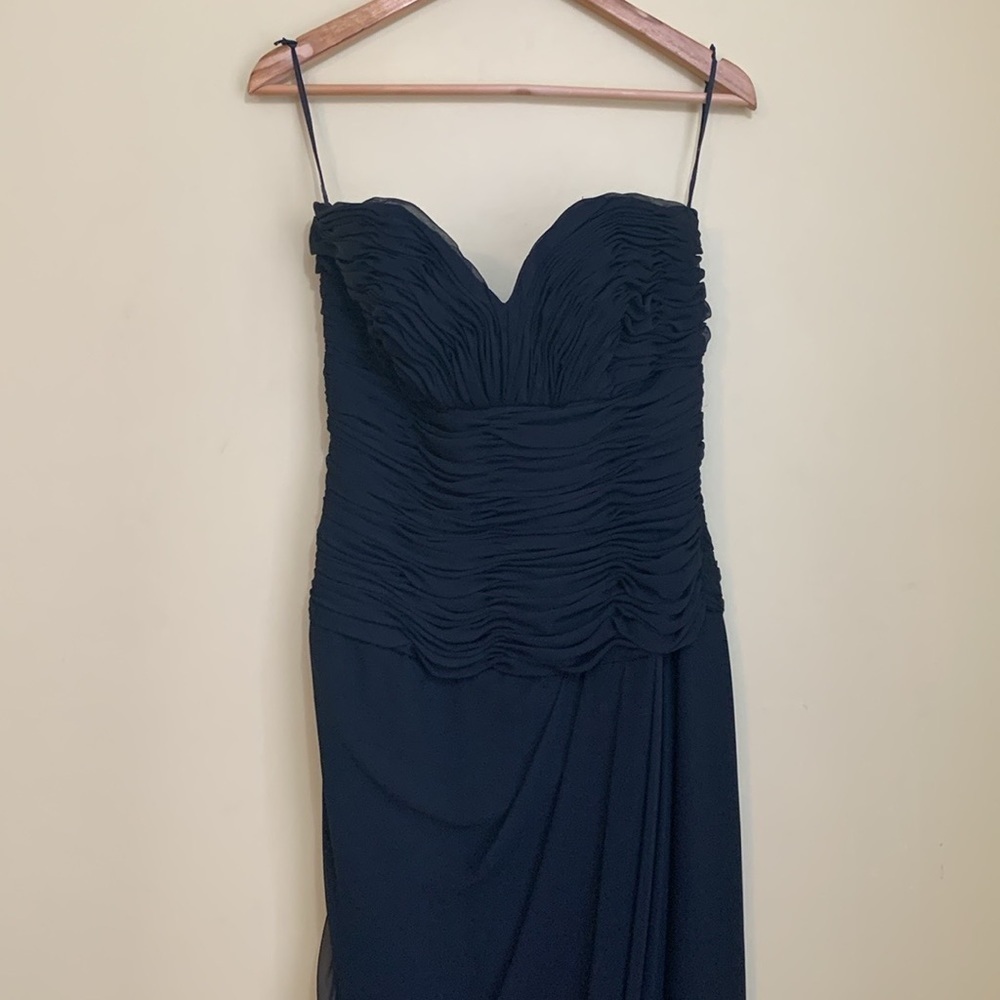 Victor Costa Black Chiffon Sweetheart Smocked Layered Gown Long Dress Vintage 10 - Picture 5 of 17